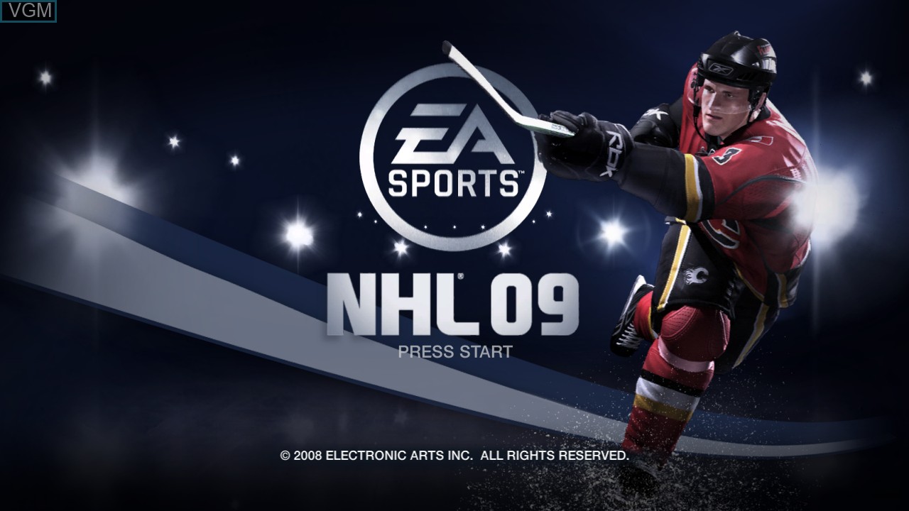 Title screen of the game NHL 09 on Microsoft Xbox 360