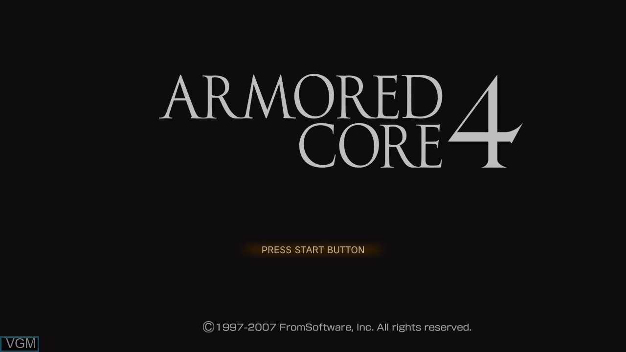 Title screen of the game Armored Core 4 on Microsoft Xbox 360