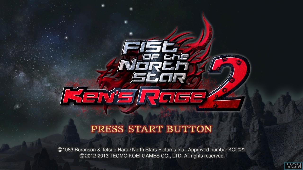 Title screen of the game Fist of the North Star - Ken's Rage 2 on Microsoft Xbox 360