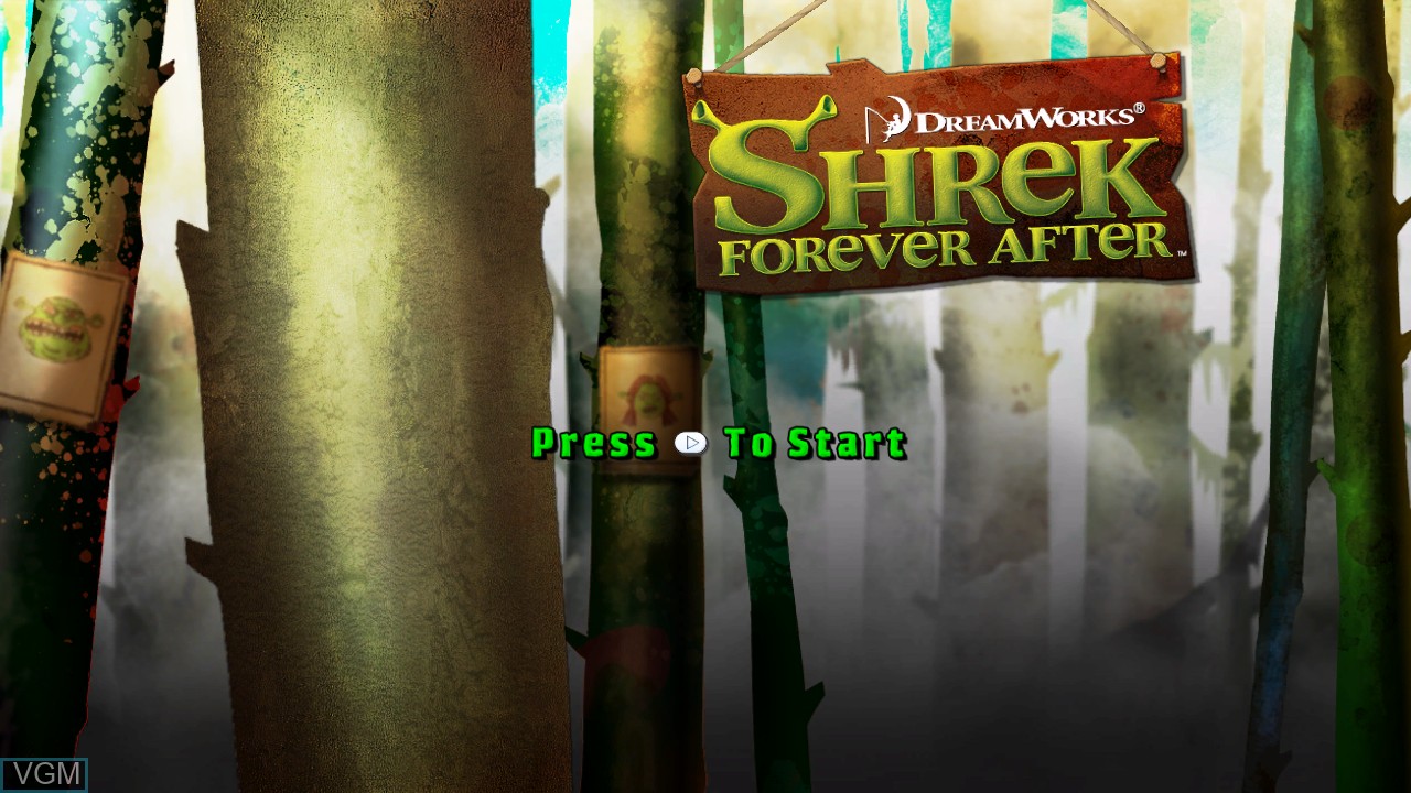 Title screen of the game Shrek Forever After on Microsoft Xbox 360