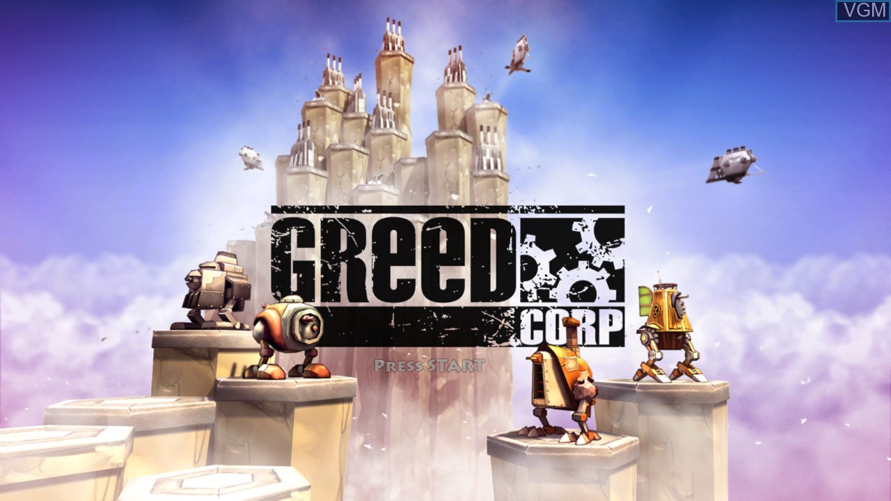 Title screen of the game Greed Corp on Microsoft Xbox 360
