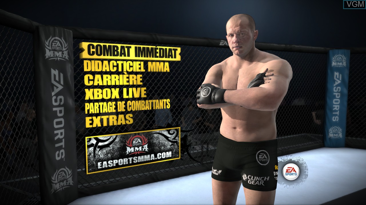 Menu screen of the game EA Sports MMA on Microsoft Xbox 360