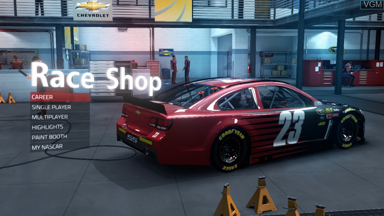 Menu screen of the game NASCAR '14 on Microsoft Xbox 360