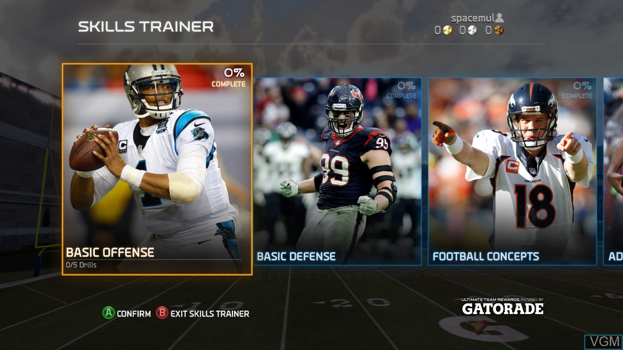 Menu screen of the game Madden NFL 16 on Microsoft Xbox 360