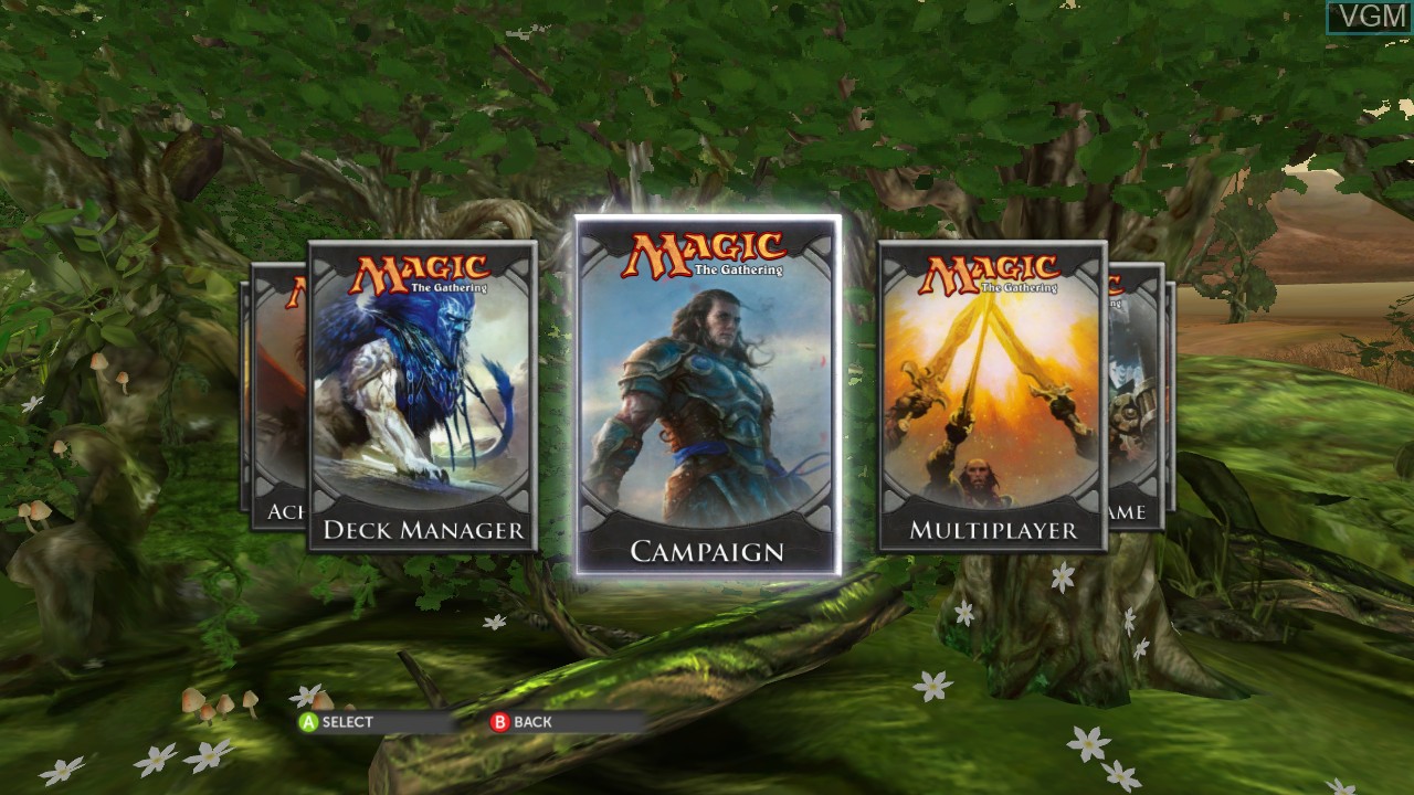 Menu screen of the game Magic - The Gathering - Duels of the Planeswalkers 2012 on Microsoft Xbox 360