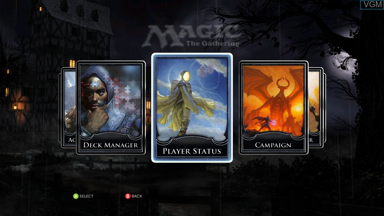 Menu screen of the game Magic - The Gathering - Duels of the Planeswalkers 2013 on Microsoft Xbox 360