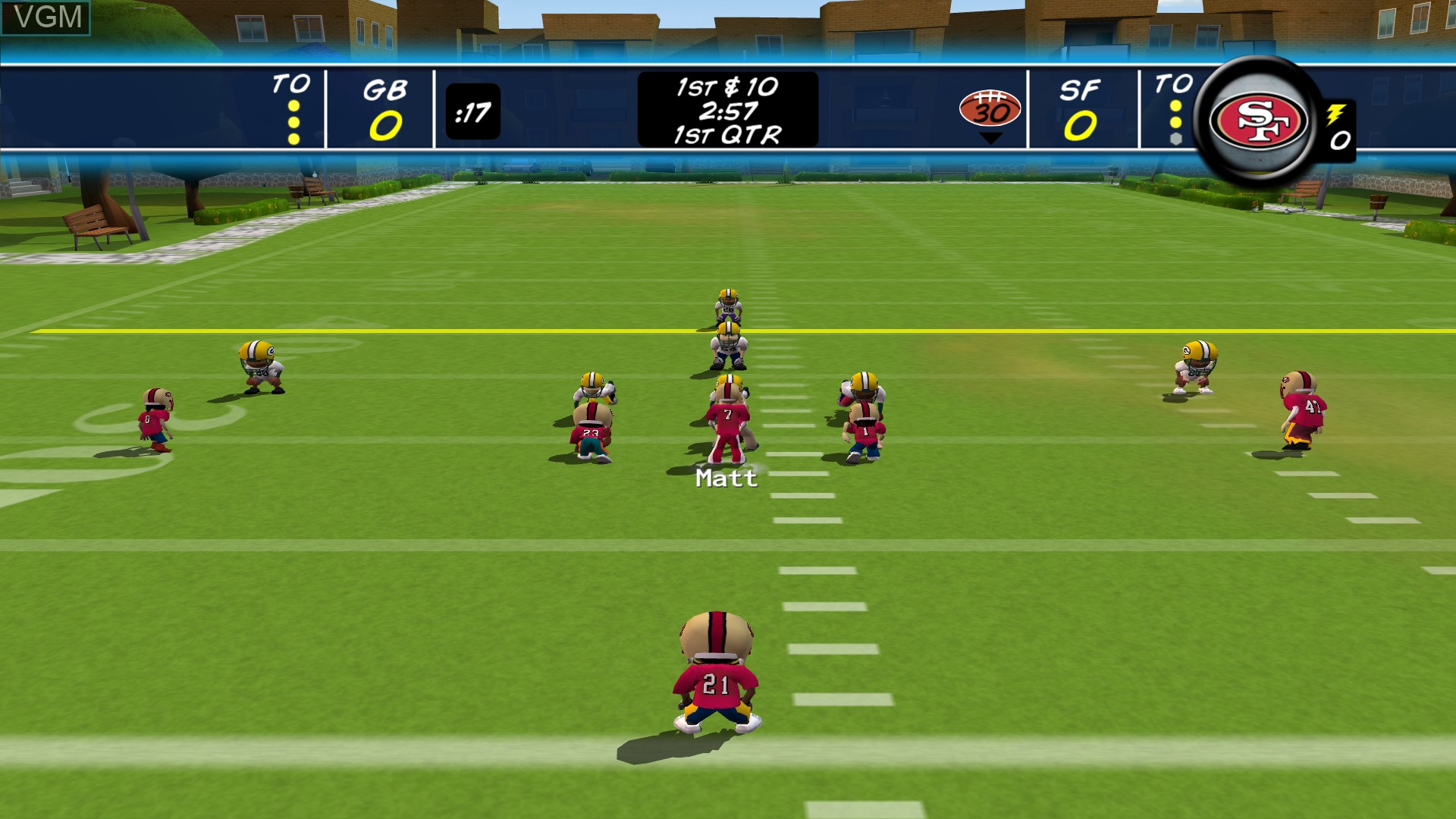 In-game screen of the game Backyard Football '10 on Microsoft Xbox 360