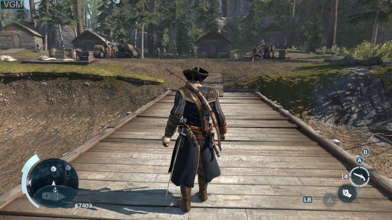In-game screen of the game Assassin's Creed III on Microsoft Xbox 360