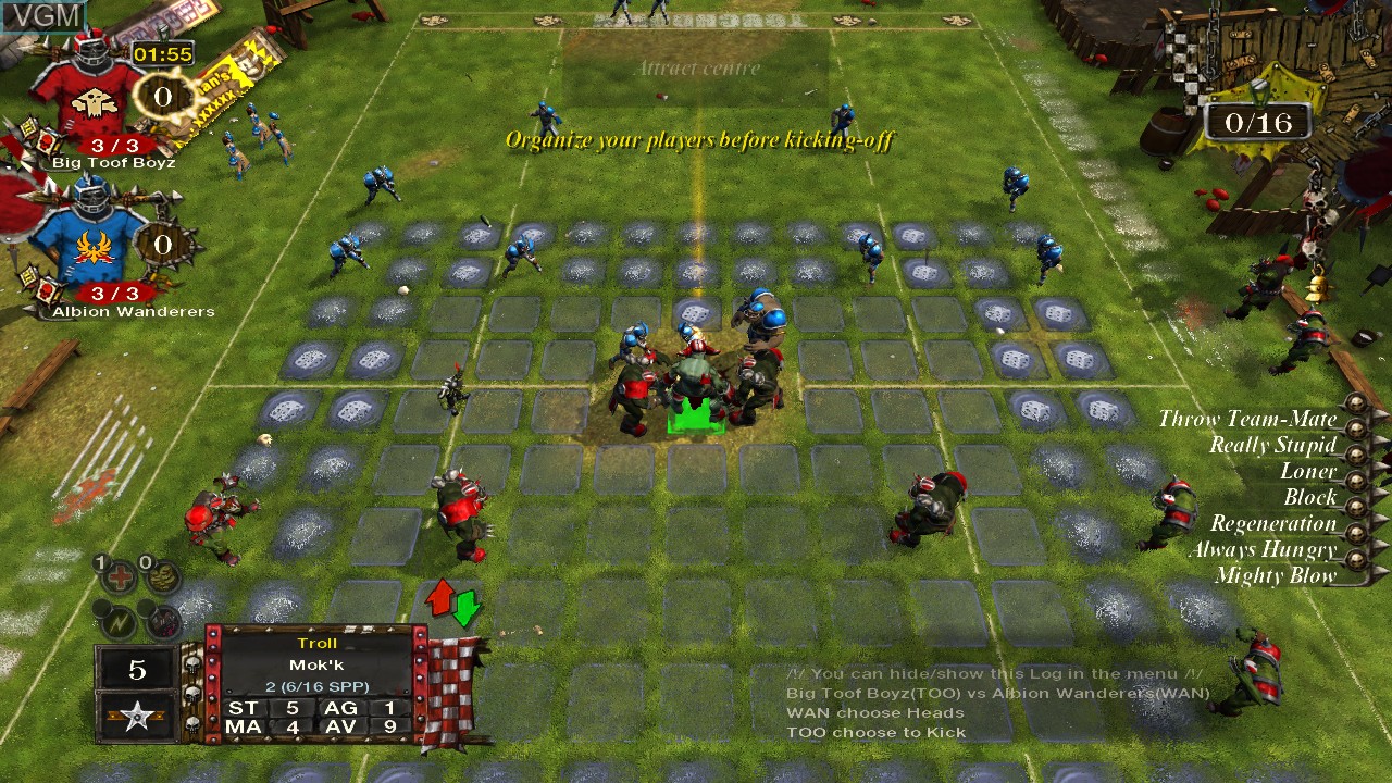 In-game screen of the game Blood Bowl on Microsoft Xbox 360