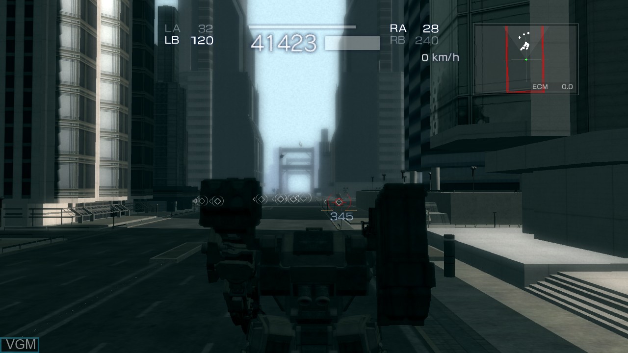In-game screen of the game Armored Core 4 on Microsoft Xbox 360