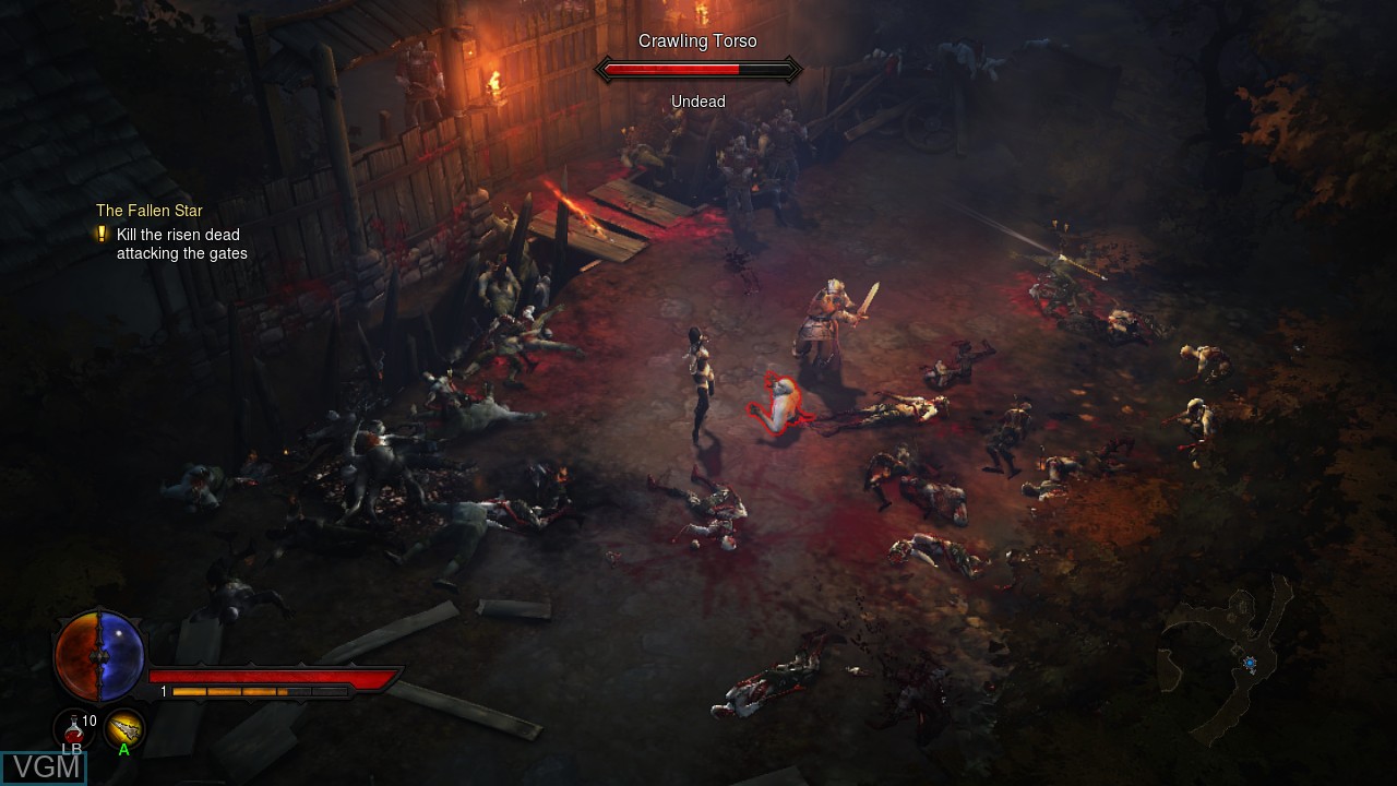 In-game screen of the game Diablo III on Microsoft Xbox 360