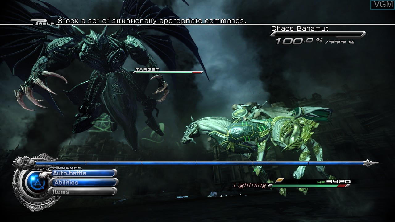 In-game screen of the game Final Fantasy XIII-2 on Microsoft Xbox 360