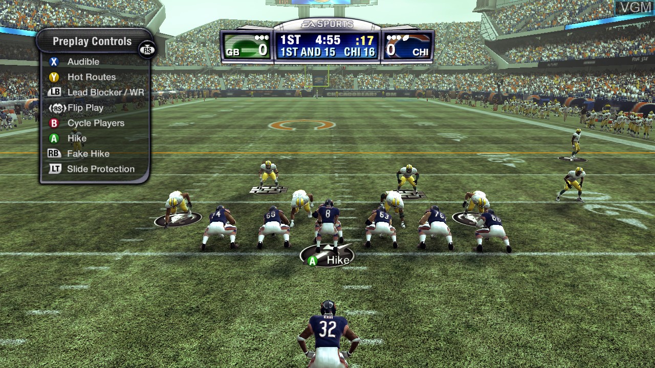 In-game screen of the game Madden NFL 09 on Microsoft Xbox 360