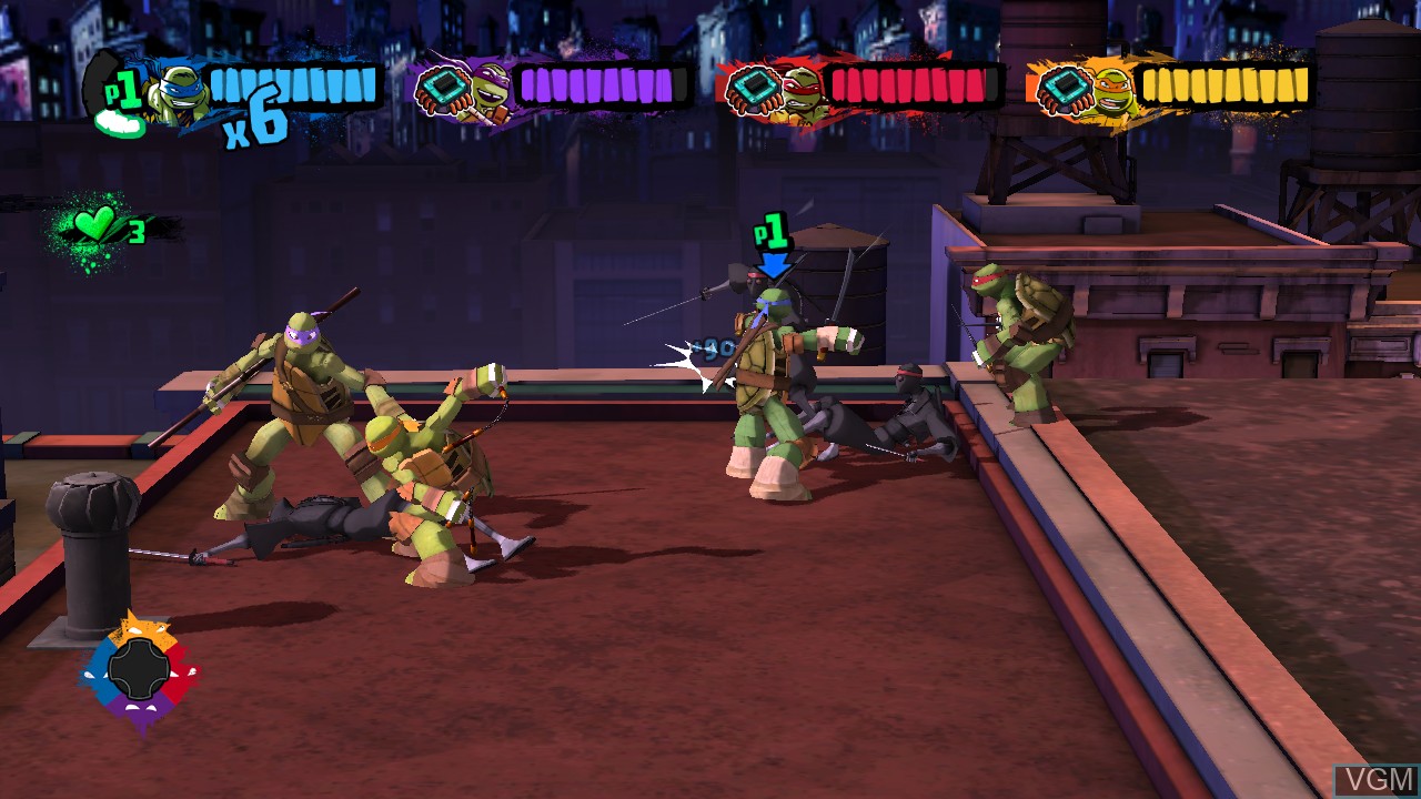 In-game screen of the game Nickelodeon Teenage Mutant Ninja Turtles on Microsoft Xbox 360