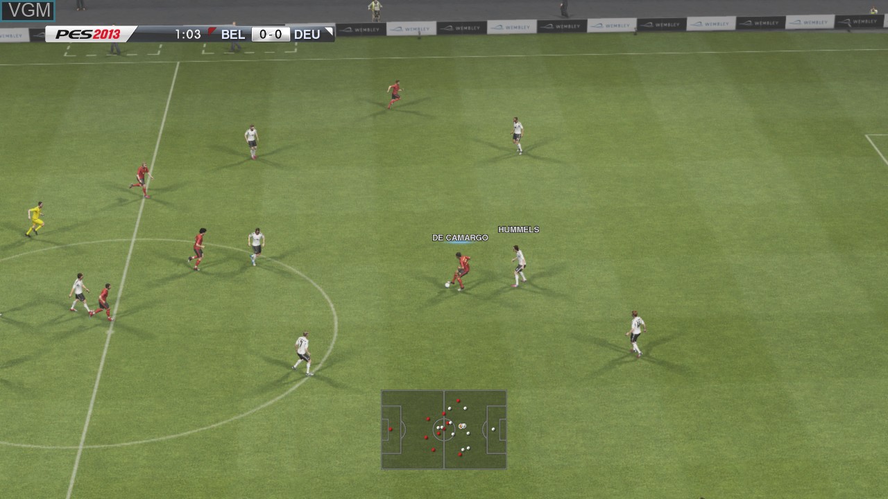 In-game screen of the game Pro Evolution Soccer 2013 on Microsoft Xbox 360