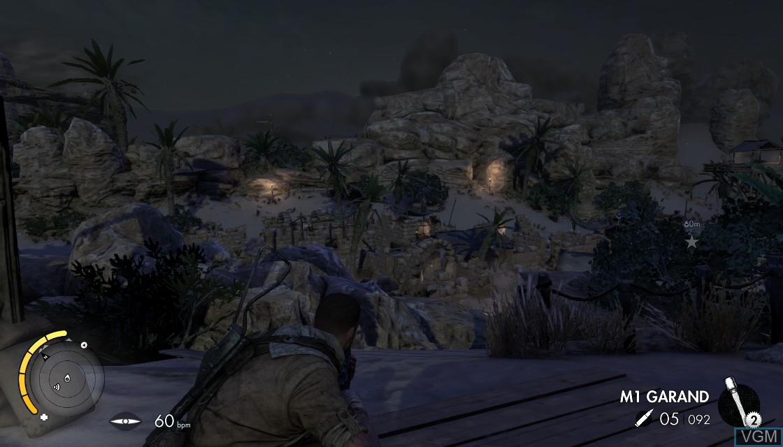 In-game screen of the game Sniper Elite III on Microsoft Xbox 360