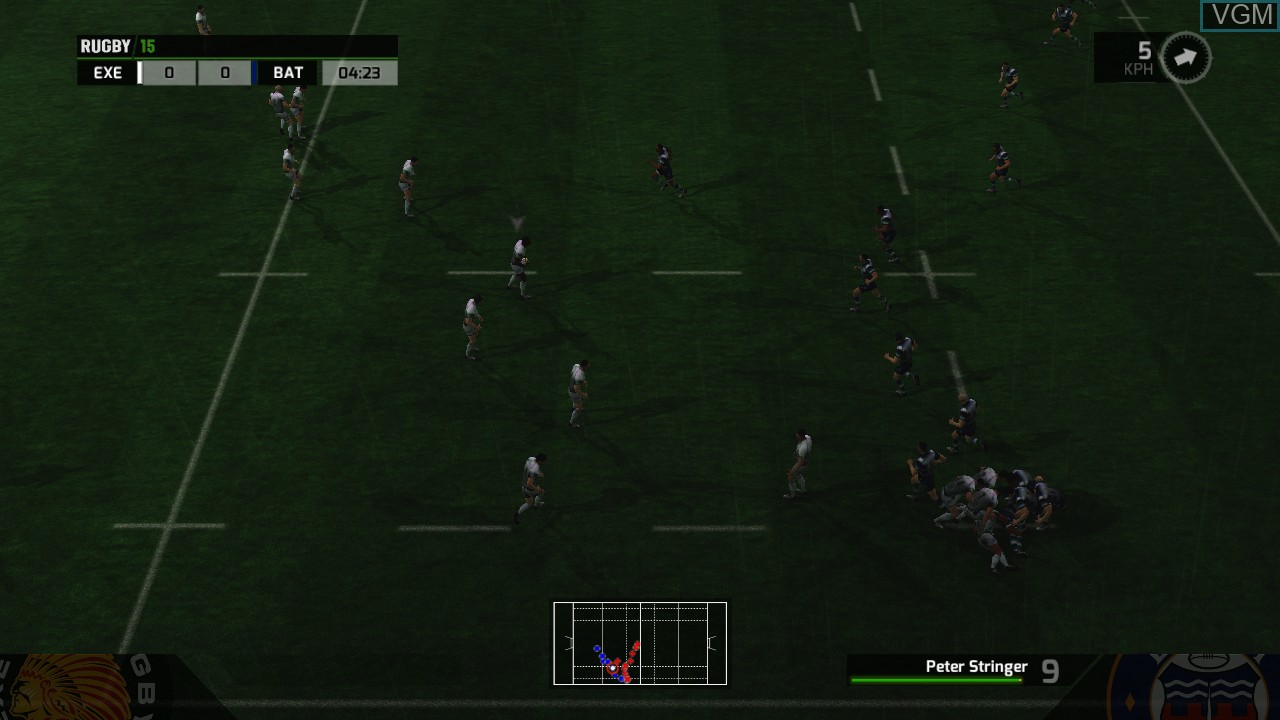 In-game screen of the game Rugby 15 on Microsoft Xbox 360