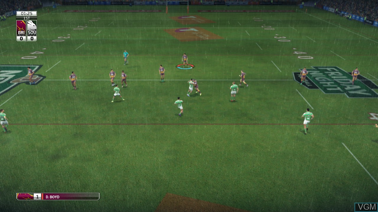 In-game screen of the game Rugby League Live 3 on Microsoft Xbox 360