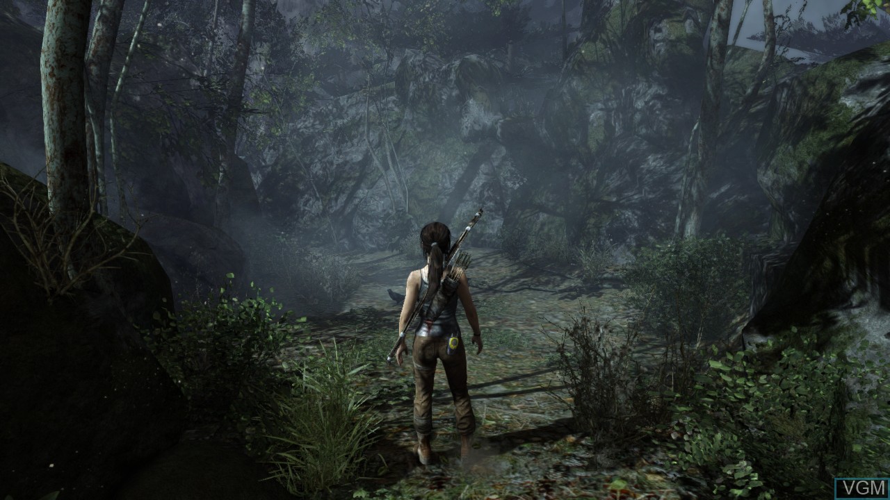 In-game screen of the game Tomb Raider on Microsoft Xbox 360