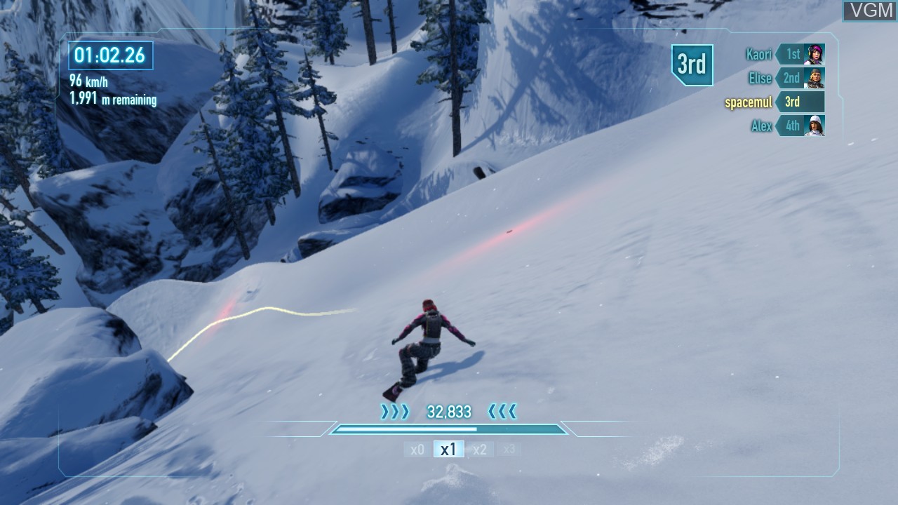 In-game screen of the game SSX on Microsoft Xbox 360