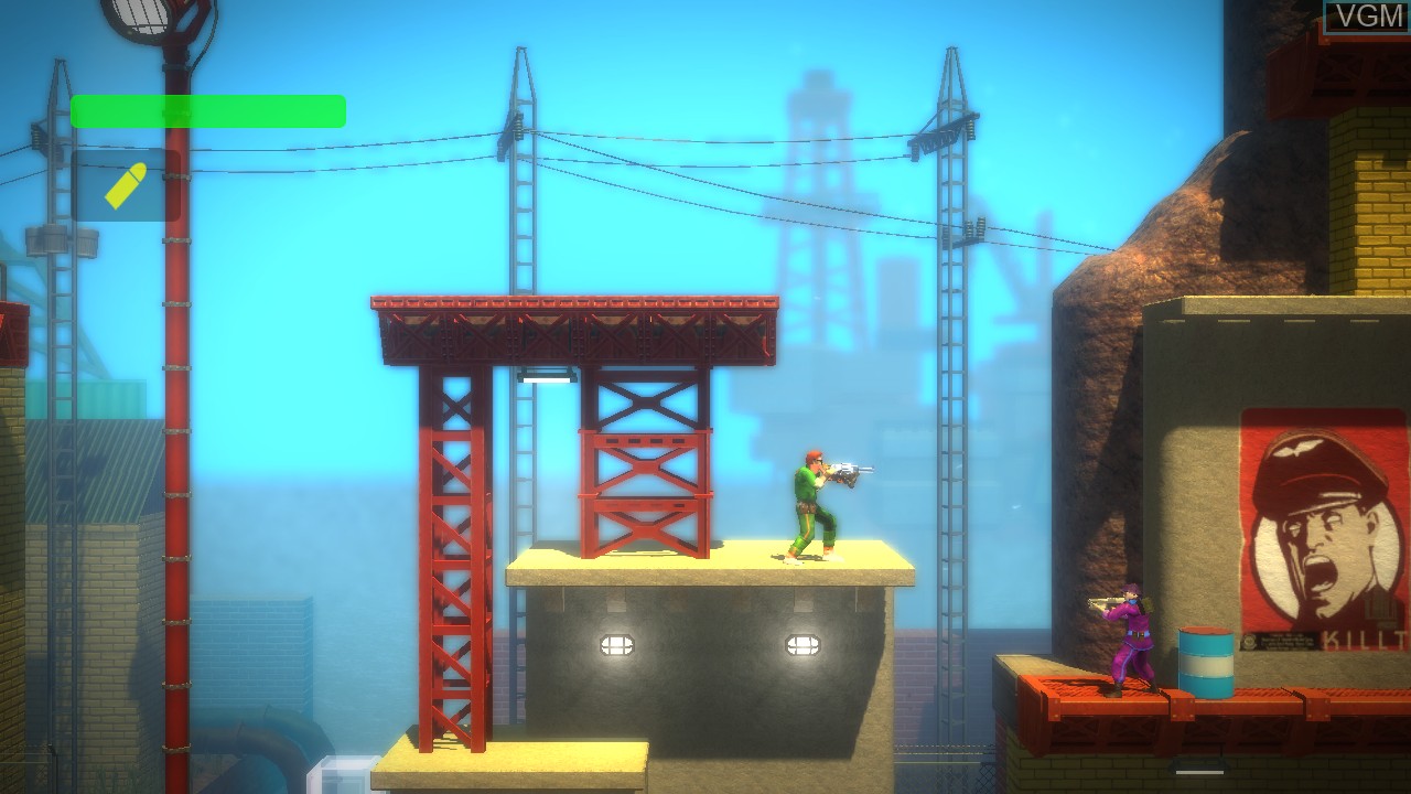 In-game screen of the game Bionic Commando Rearmed on Microsoft Xbox 360