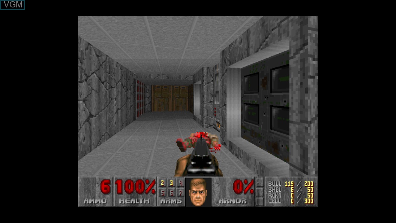 In-game screen of the game Doom II on Microsoft Xbox 360