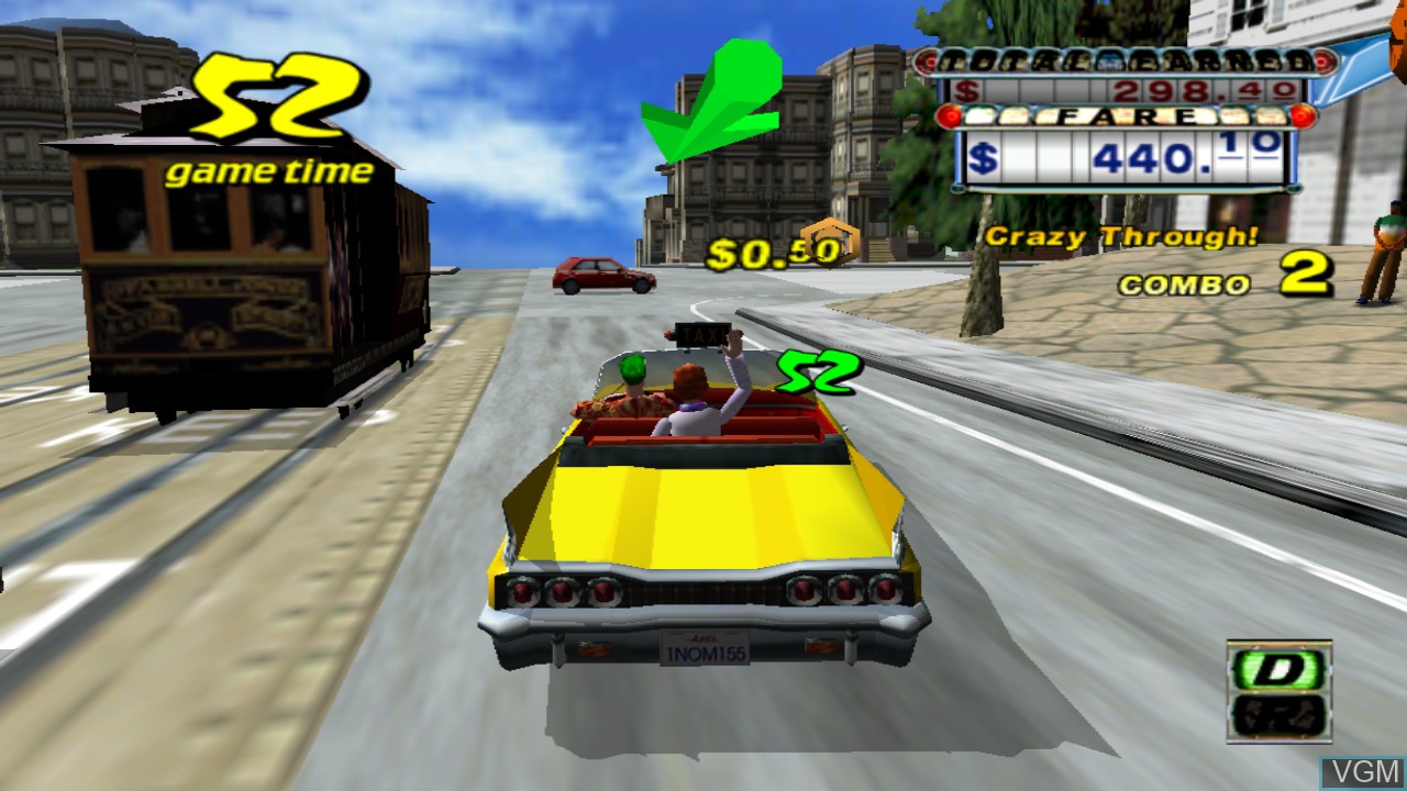 In-game screen of the game Crazy Taxi on Microsoft Xbox 360