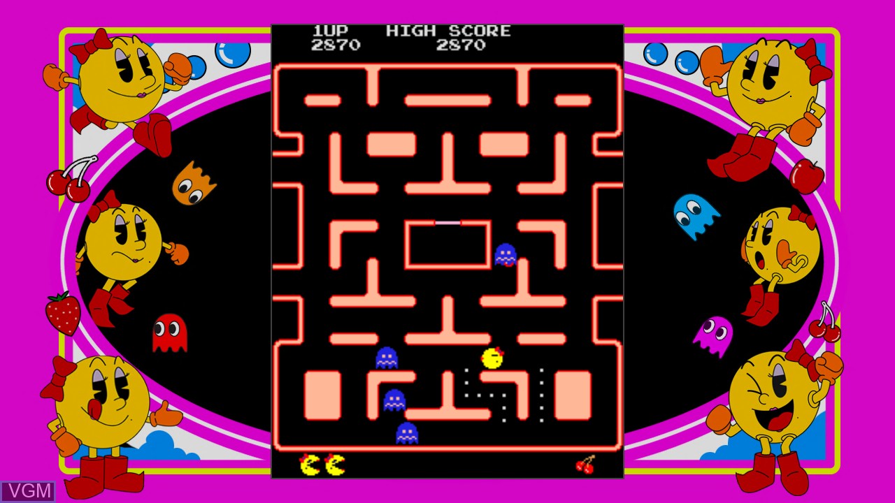 In-game screen of the game Ms. Pac-Man on Microsoft Xbox 360
