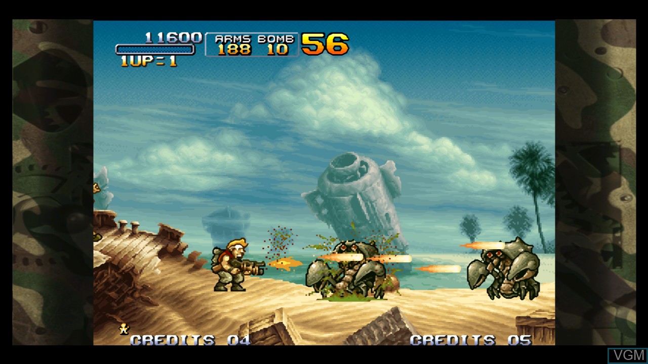 In-game screen of the game Metal Slug 3 on Microsoft Xbox 360