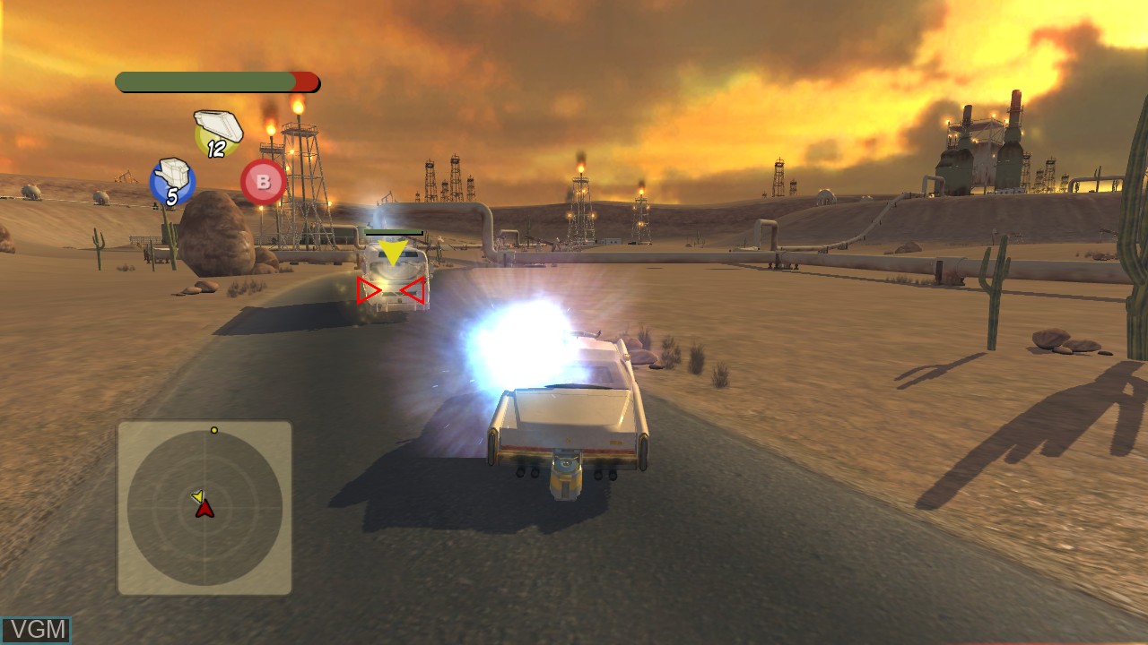 In-game screen of the game Vigilante 8 - Arcade on Microsoft Xbox 360