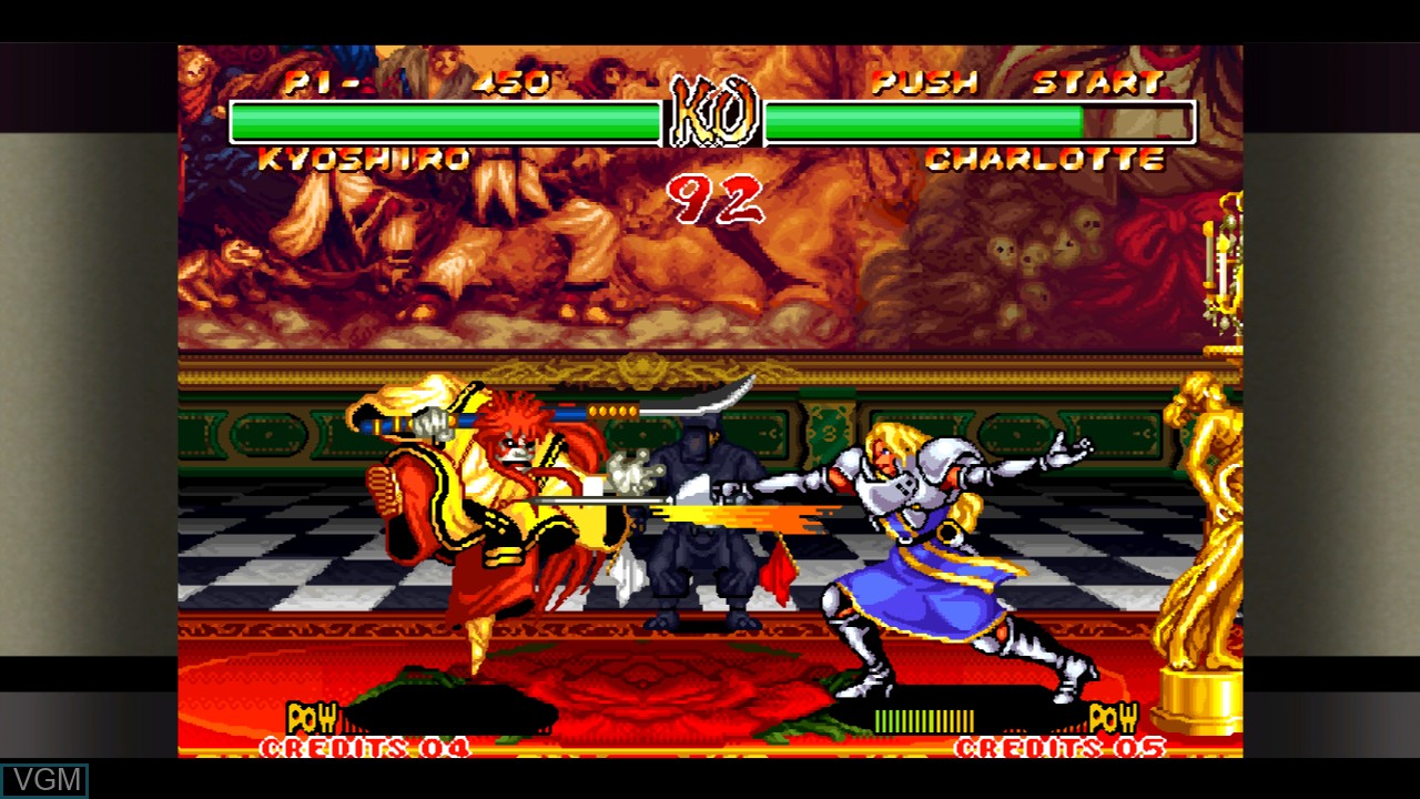 In-game screen of the game Samurai Shodown II on Microsoft Xbox 360