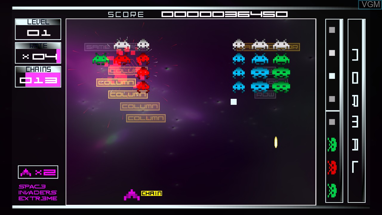 In-game screen of the game Space Invaders Extreme on Microsoft Xbox 360