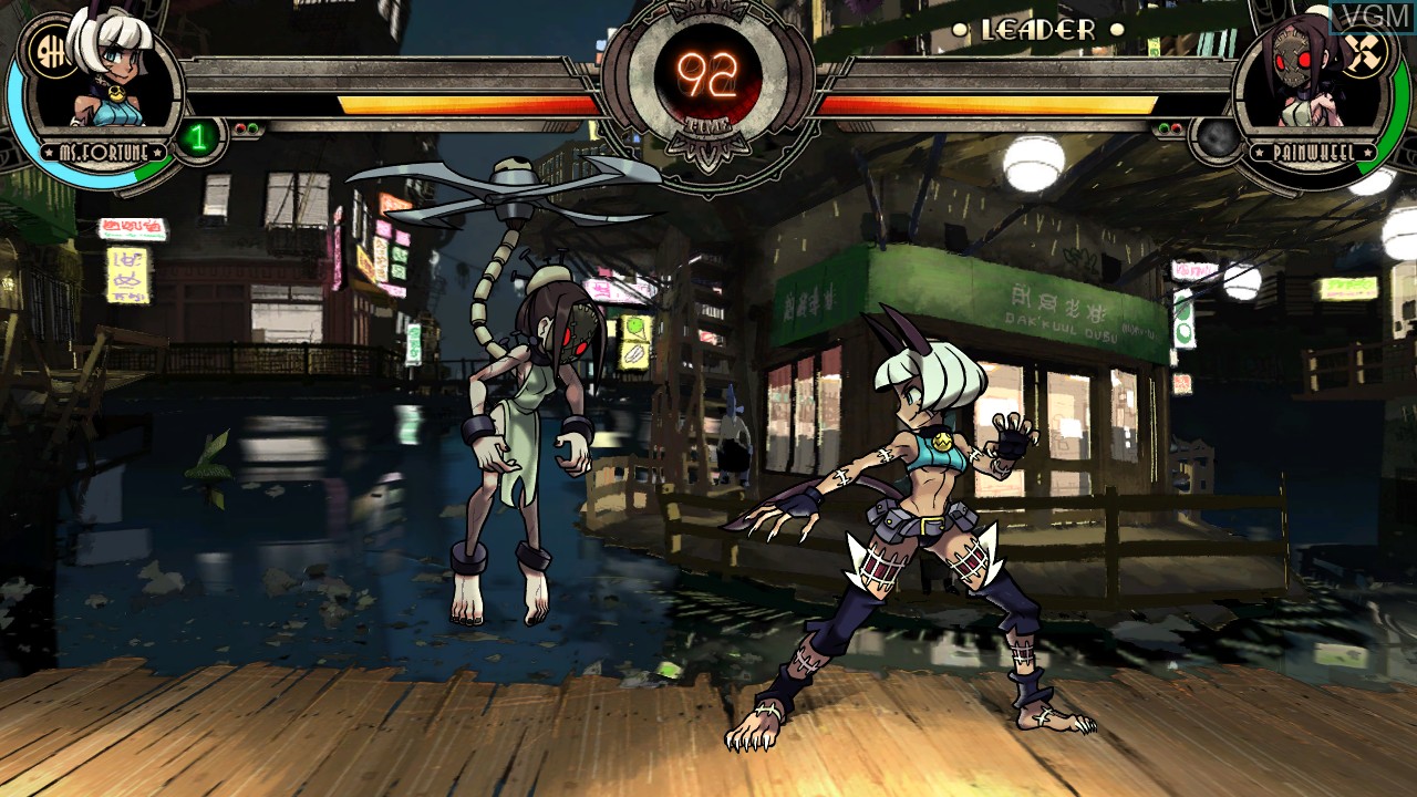 In-game screen of the game Skullgirls on Microsoft Xbox 360