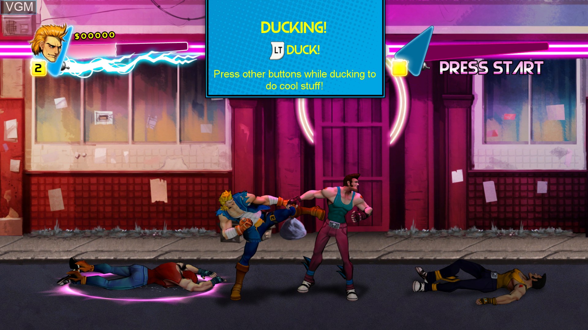 In-game screen of the game Double Dragon - Neon on Microsoft Xbox 360