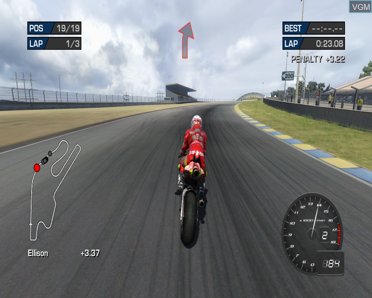 In-game screen of the game MotoGP '06 on Microsoft Xbox 360