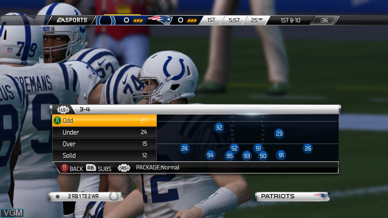 In-game screen of the game Madden NFL 16 on Microsoft Xbox 360