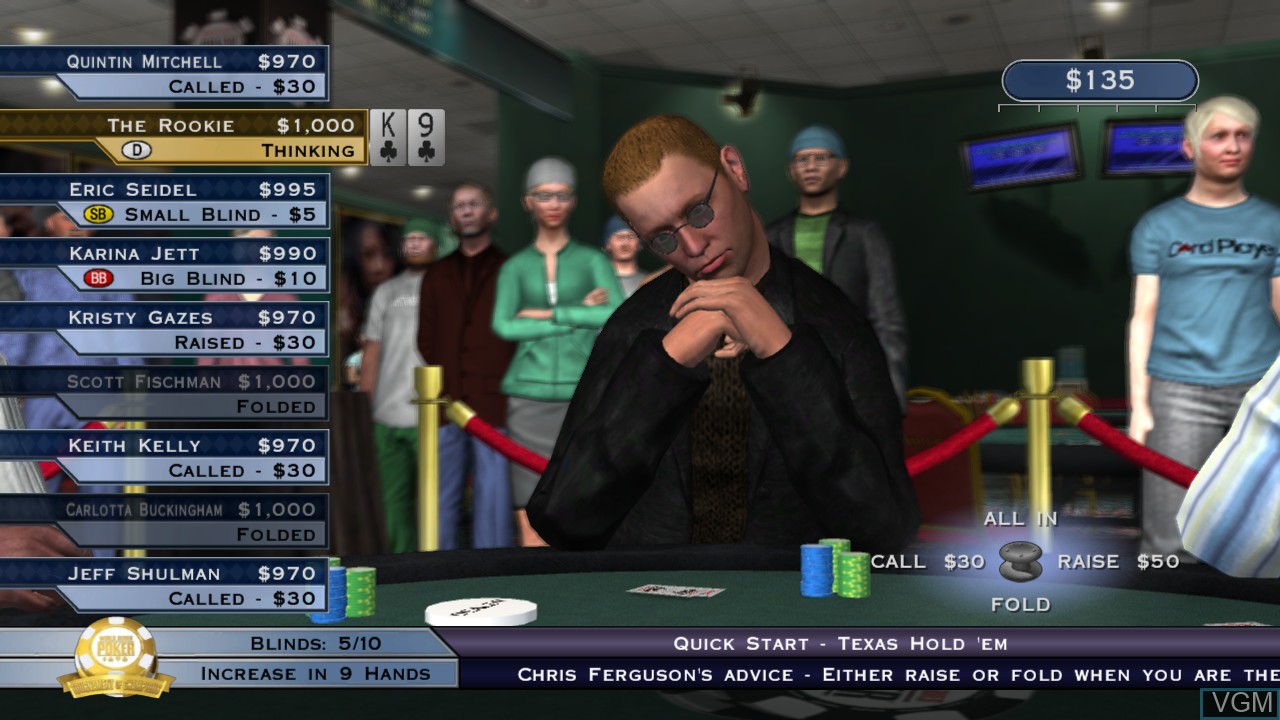 In-game screen of the game World Series of Poker - Tournament of Champions on Microsoft Xbox 360