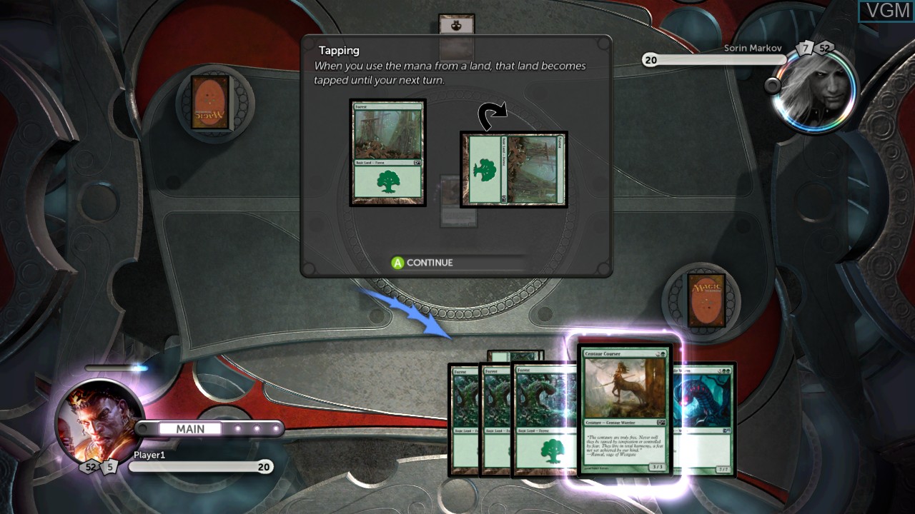 In-game screen of the game Magic - The Gathering - Duels of the Planeswalkers 2012 on Microsoft Xbox 360