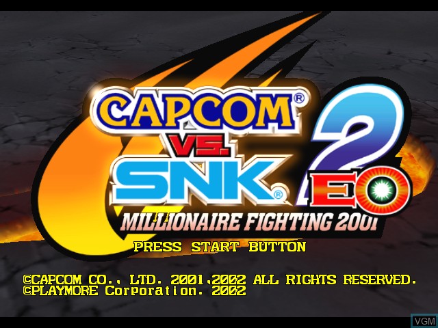 Title screen of the game Capcom vs. SNK 2 EO - Millionaire Fighting 2001 on Microsoft Xbox