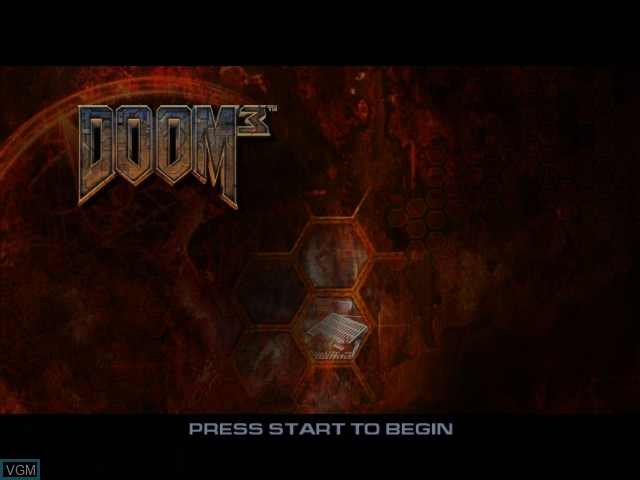 Title screen of the game DOOM 3 on Microsoft Xbox
