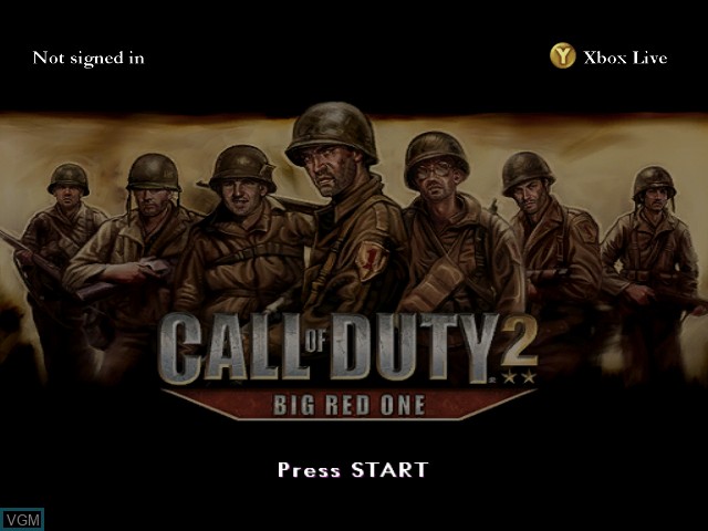 Title screen of the game Call of Duty 2 - Big Red One on Microsoft Xbox