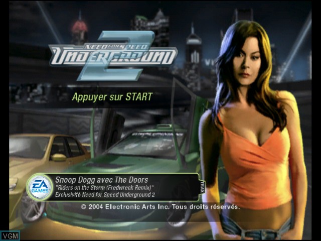 Title screen of the game Need for Speed Underground 2 on Microsoft Xbox