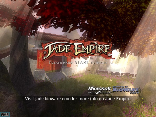 Title screen of the game Jade Empire on Microsoft Xbox