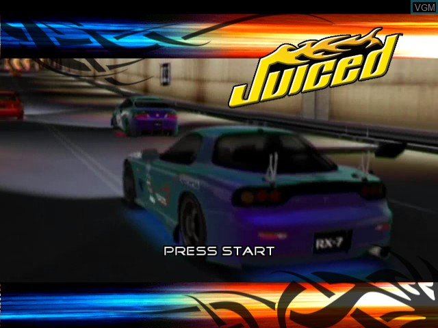 Title screen of the game Juiced on Microsoft Xbox