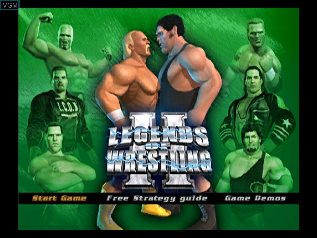 Title screen of the game Legends of Wrestling II on Microsoft Xbox