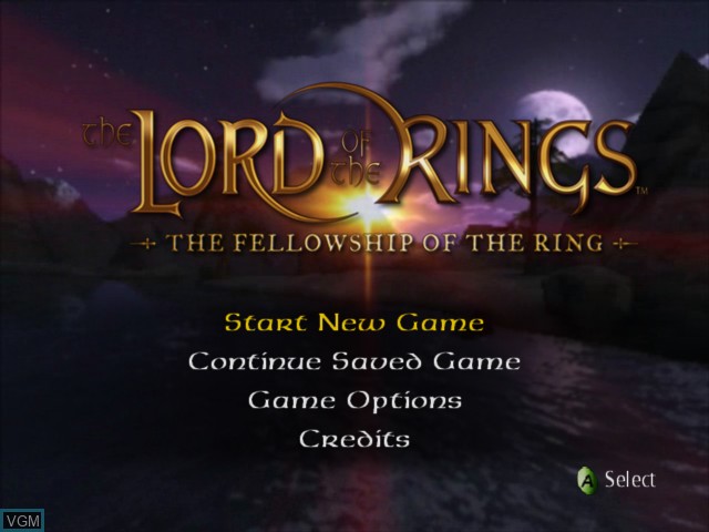 Title screen of the game Lord of the Rings, The - Fellowship of Ring on Microsoft Xbox