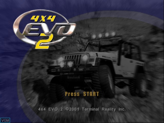 Title screen of the game 4X4 EVO 2 on Microsoft Xbox