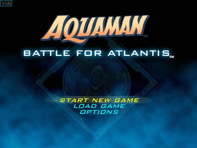 Title screen of the game Aquaman - Battle for Atlantis on Microsoft Xbox