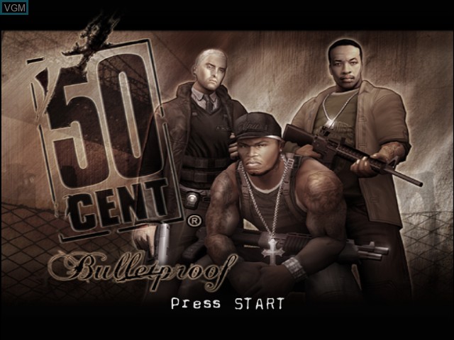 Title screen of the game 50 Cent - Bulletproof on Microsoft Xbox