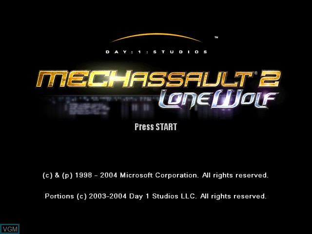 Title screen of the game MechAssault 2 - Lone Wolf on Microsoft Xbox
